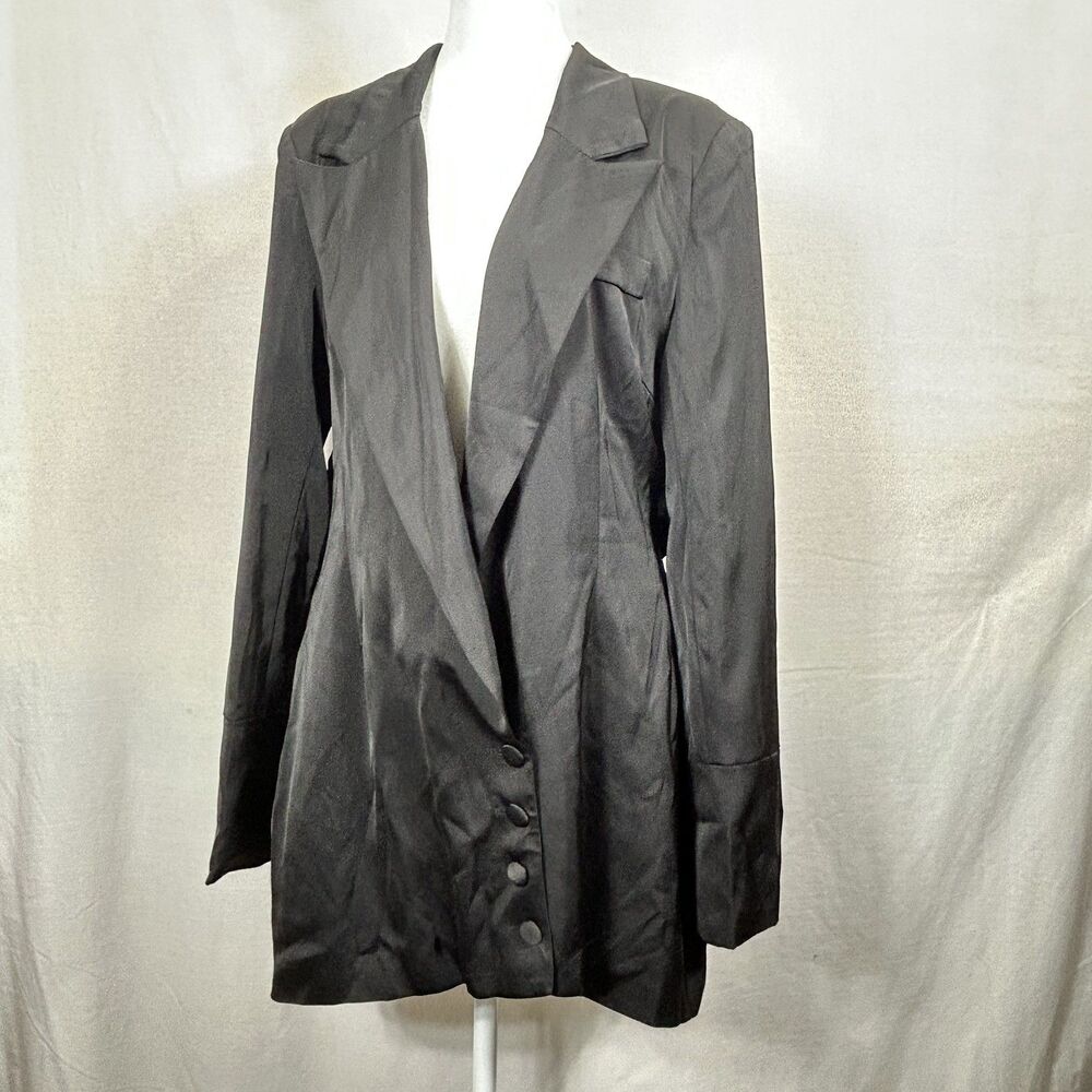 PRETTYLITTLETHING Blazer Dress Jacket Size 10 Cut Out Black Glam Night Out Club